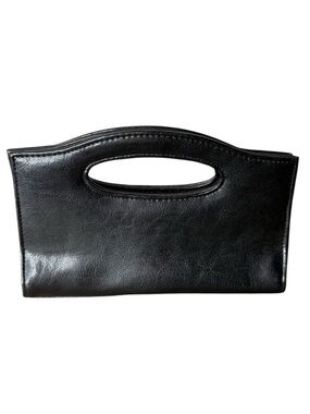 LE CHATEAU Black Mini Handbag Structured Compact Satchel Magnetic Closure